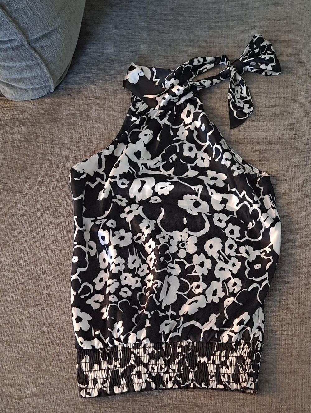 Heart Soul Black & White Floral Halter Camisole